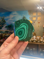Malachite slice raw natural shape cluster 171 grams + FREE wood stand