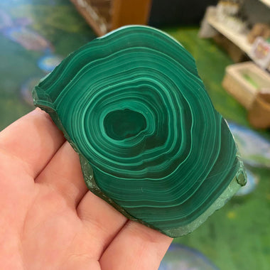 Malachite slice 95 grams raw cluster unique design heart shape +FREE wood stand
