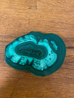 Malachite Slice raw unique design heart shape + FREE wood stand luxury gift