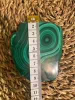 Malachite slice raw natural shape cluster 171 grams + FREE wood stand