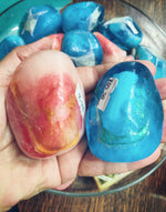 Natural vegan crystal soap blue and pink set coconut ingredients