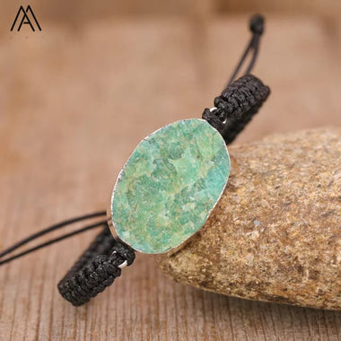 Amazonite macrame bracelet + FREE Green Velvet Luxury bag