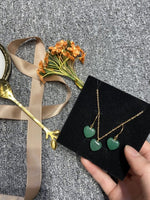 Set Rose Quartz Gold Plated Gem Necklace Set luxury gift +FREE elegant box (variant black agate and green aventurine)