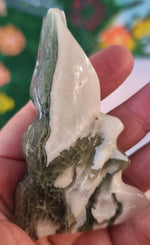Moss Agate Fairy Figurine + FREE HEMP BAG & Card