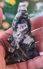 Moss Agate Fairy Figurine + FREE HEMP BAG & Card