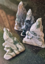 Moss Agate Fairy Figurine + FREE HEMP BAG & Card