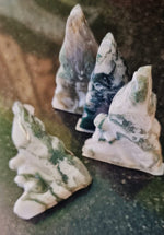Moss Agate Fairy Figurine + FREE HEMP BAG & Card