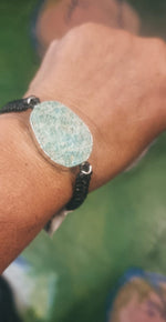 Amazonite macrame bracelet + FREE Green Velvet Luxury bag