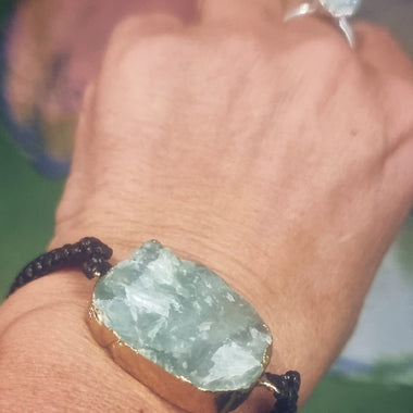 GREEN FLUORITE MACRAME BRACELET = FREE Velvet Green luxury bag