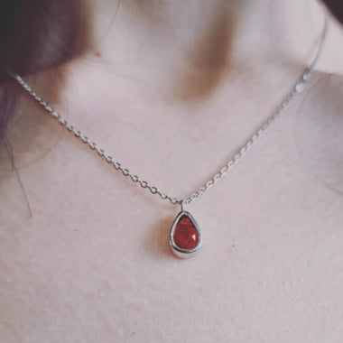 Red Agate Crystal Pendant +  Silver Necklace 925(variant green aventurine)- Strength & Harmony + Free luxury box
