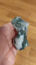 Moss Agate Female Figurine + Free gift beautiful velvet bag